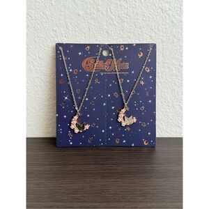 Pretty Guardian Sailor Moon Artemis & Luna Floral Moon Best Friend Necklace Set